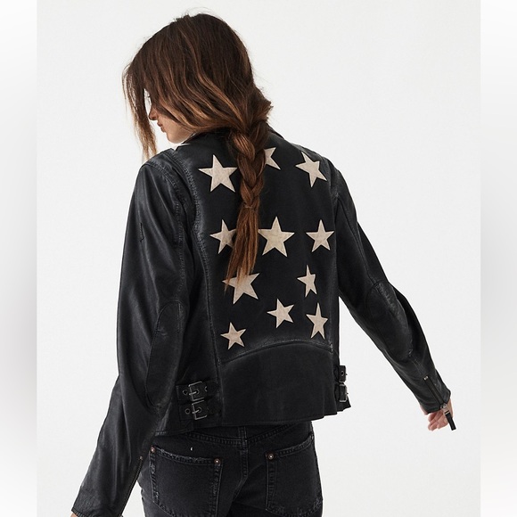 Free People Jackets & Blazers - MAURITIUS CHRISTY SCATTER STAR BACK LEATHER JACKET